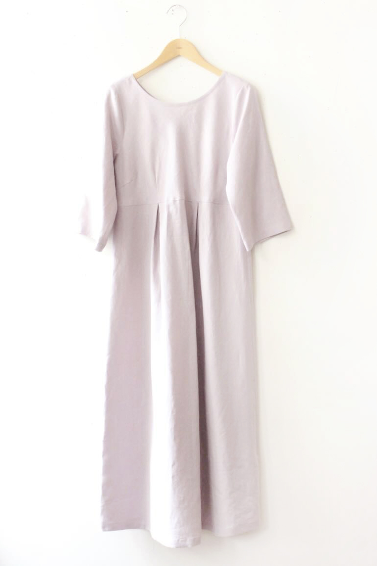 PD_No.34ボックスプリーツワンピース L　七分袖<br />クラシック　モ-ブ