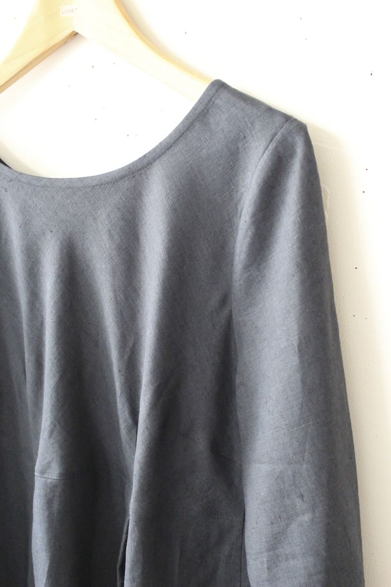 PD_No.34ボックスプリーツワンピース　七分袖<br />クラシック　ネイビ-