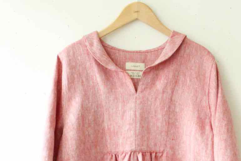 PD　No.51へちま衿ドレス　ロング　117cm<br />アンソレイエチェリ-レッド