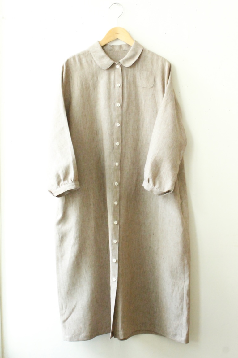 PDNo.74丸衿ドレス 七分袖<br />シャンブレイサンドベ-ジュ