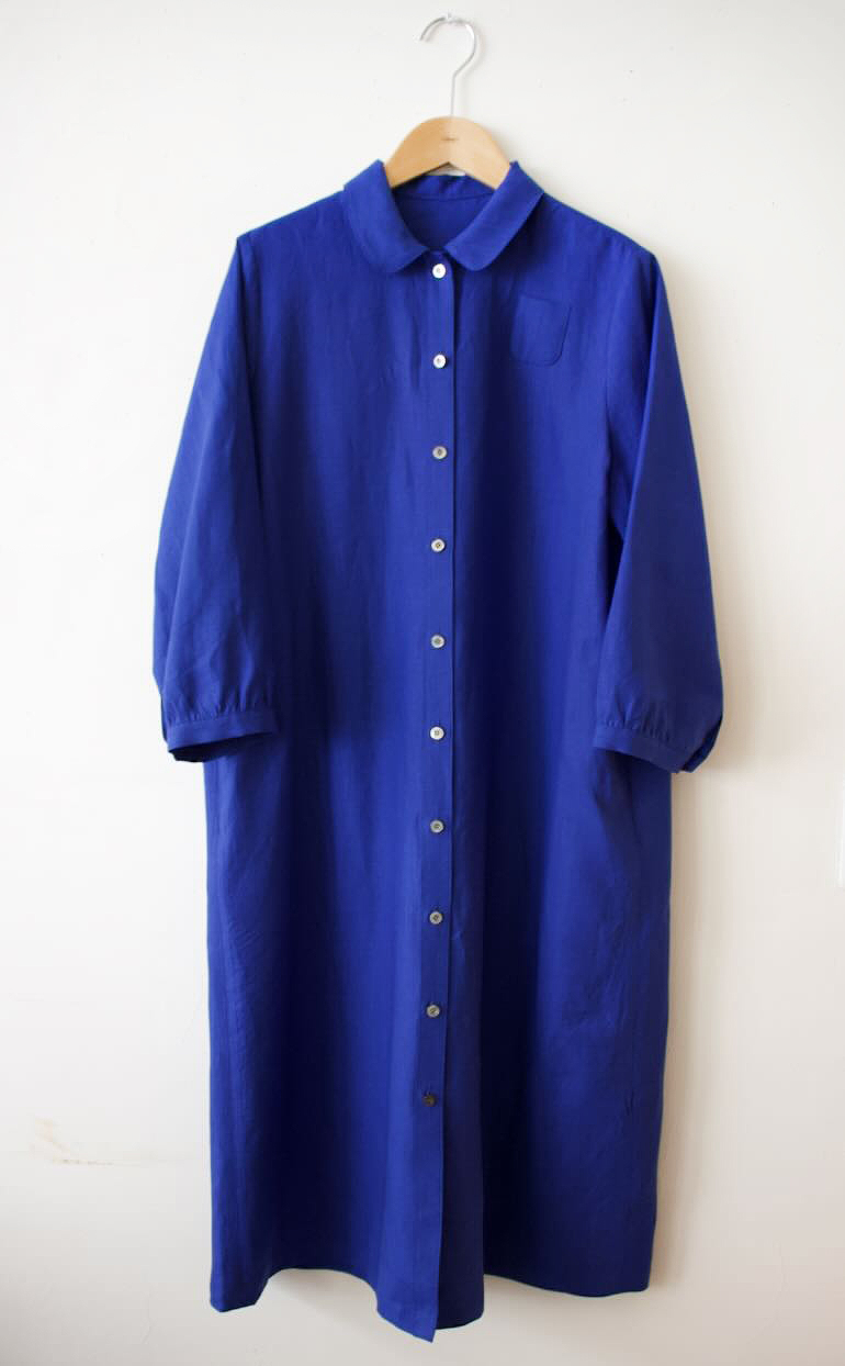 PDNo.74丸衿ドレス 七分袖<br />クラシックロイヤルブル-ML