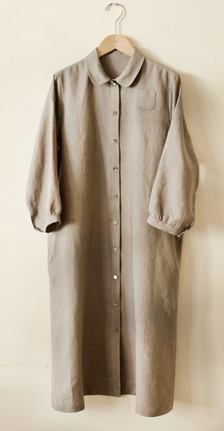 PDNo.74丸衿ドレス 七分袖<br />シャンブレイ　ケルティックブル-