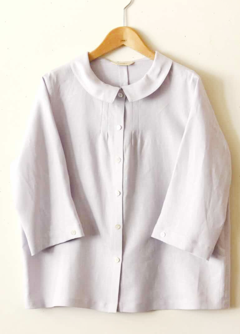 PDNo.94　小さなタックブラウス ７分袖　　<br />fabラベンダ-