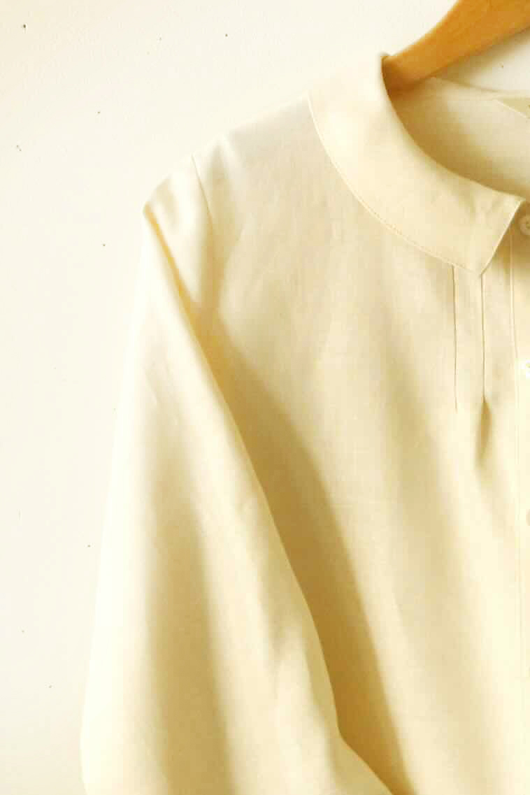 PDNo.94　小さなタックブラウス ７分袖　　<br />fabシャンパン