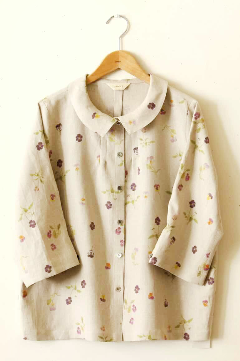 PDNo.94　小さなタックブラウス ７分袖　　<br />LPビオラflax