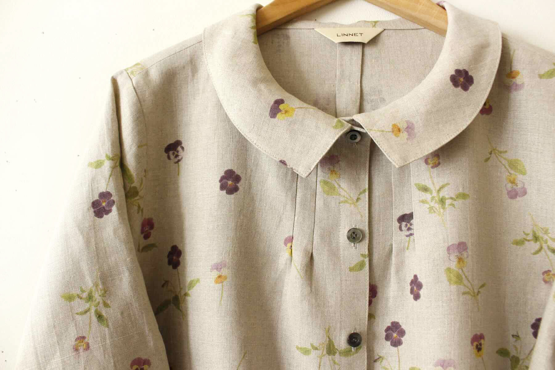 PDNo.94　小さなタックブラウス ７分袖　　<br />LPビオラflax