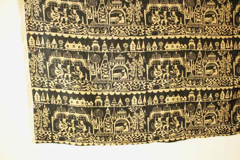 LINNET リネンプリント 水辺のもてなし<br />黒