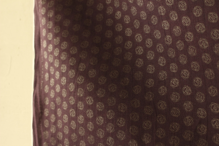 LINNET リネンプリント ローズドット<br />マルベリ-×焦茶