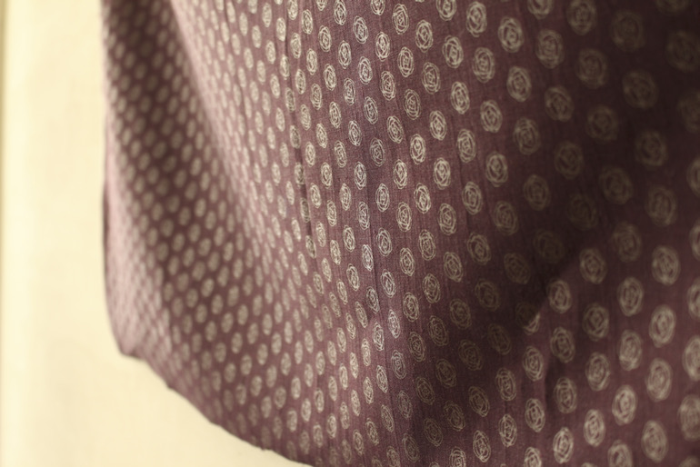 LINNET リネンプリント ローズドット<br />マルベリ-×焦茶