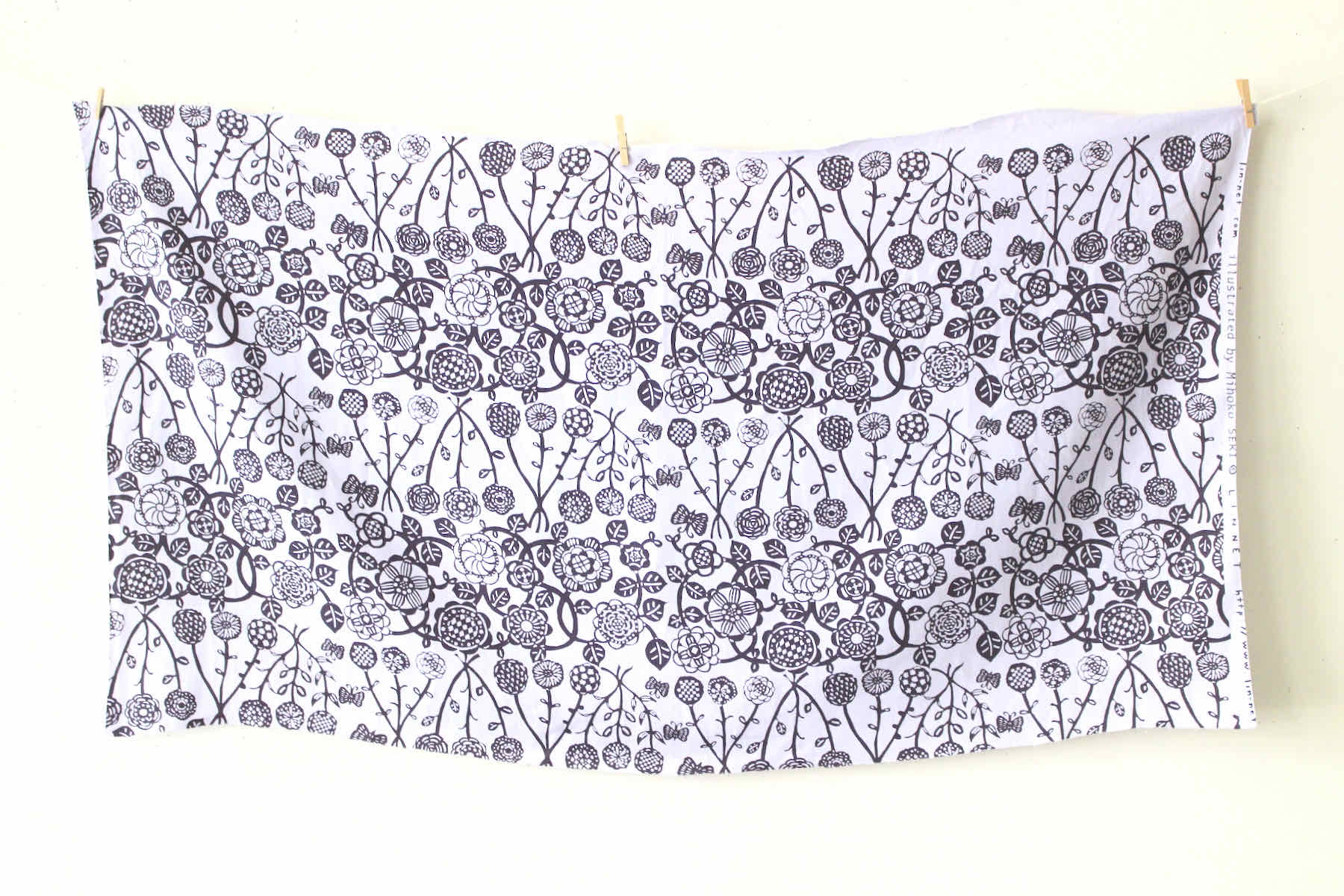 LINNET リネンプリントSEKIのばな<br />ラベンダ-×濃紫