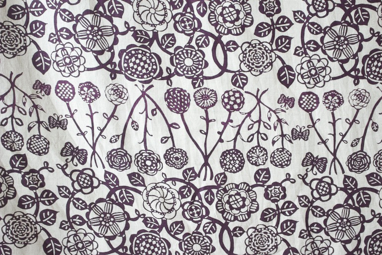 LINNET リネンプリントSEKIのばな<br />オリ-ブG×マルベリ-