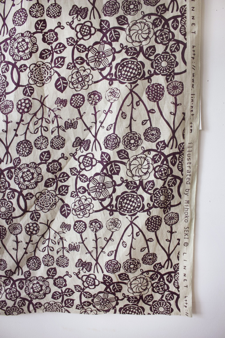 LINNET リネンプリントSEKIのばな<br />オリ-ブG×マルベリ-