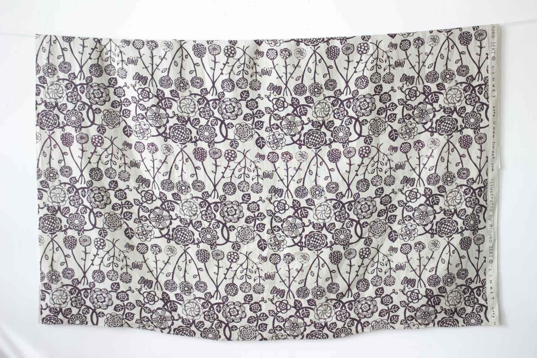 LINNET リネンプリントSEKIのばな<br />オリ-ブG×マルベリ-