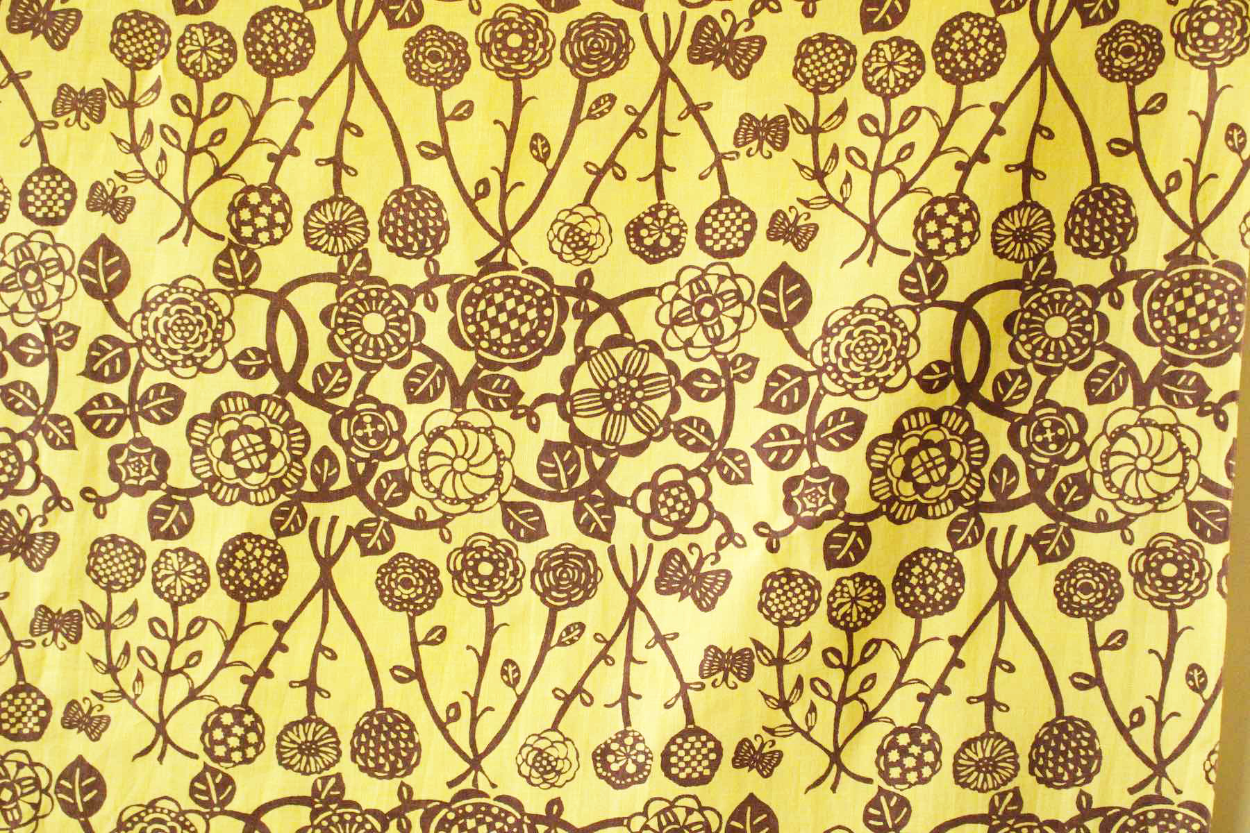 LINNET リネンプリントSEKIのばな<br />グラスイエロ-×マルベリ-