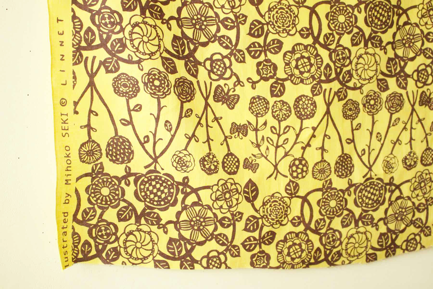 LINNET リネンプリントSEKIのばな<br />グラスイエロ-×マルベリ-