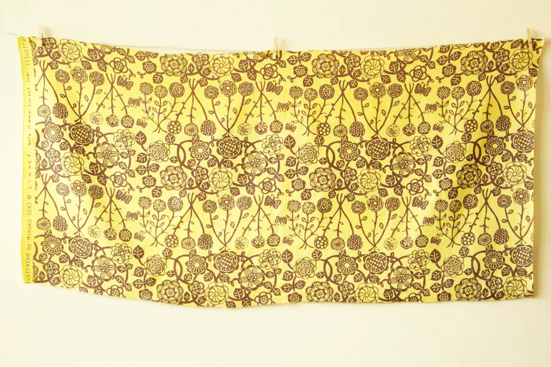 LINNET リネンプリントSEKIのばな<br />グラスイエロ-×マルベリ-