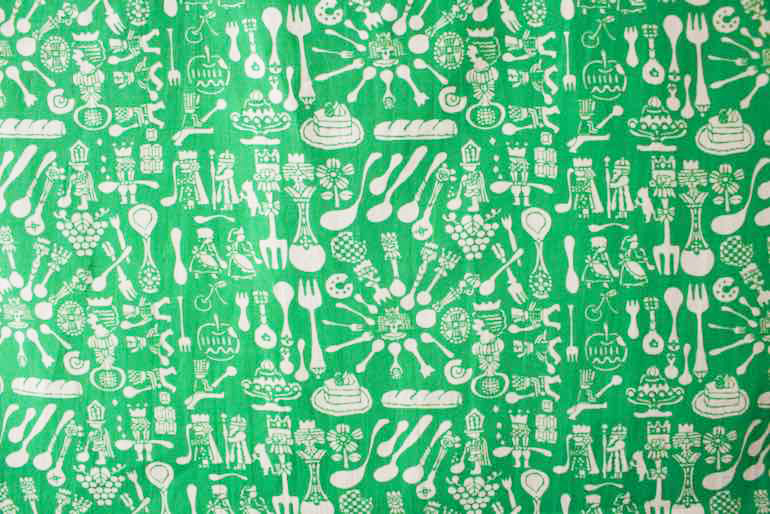 LINNET リネンプリント 一口女王<br />バジルグリ-ン