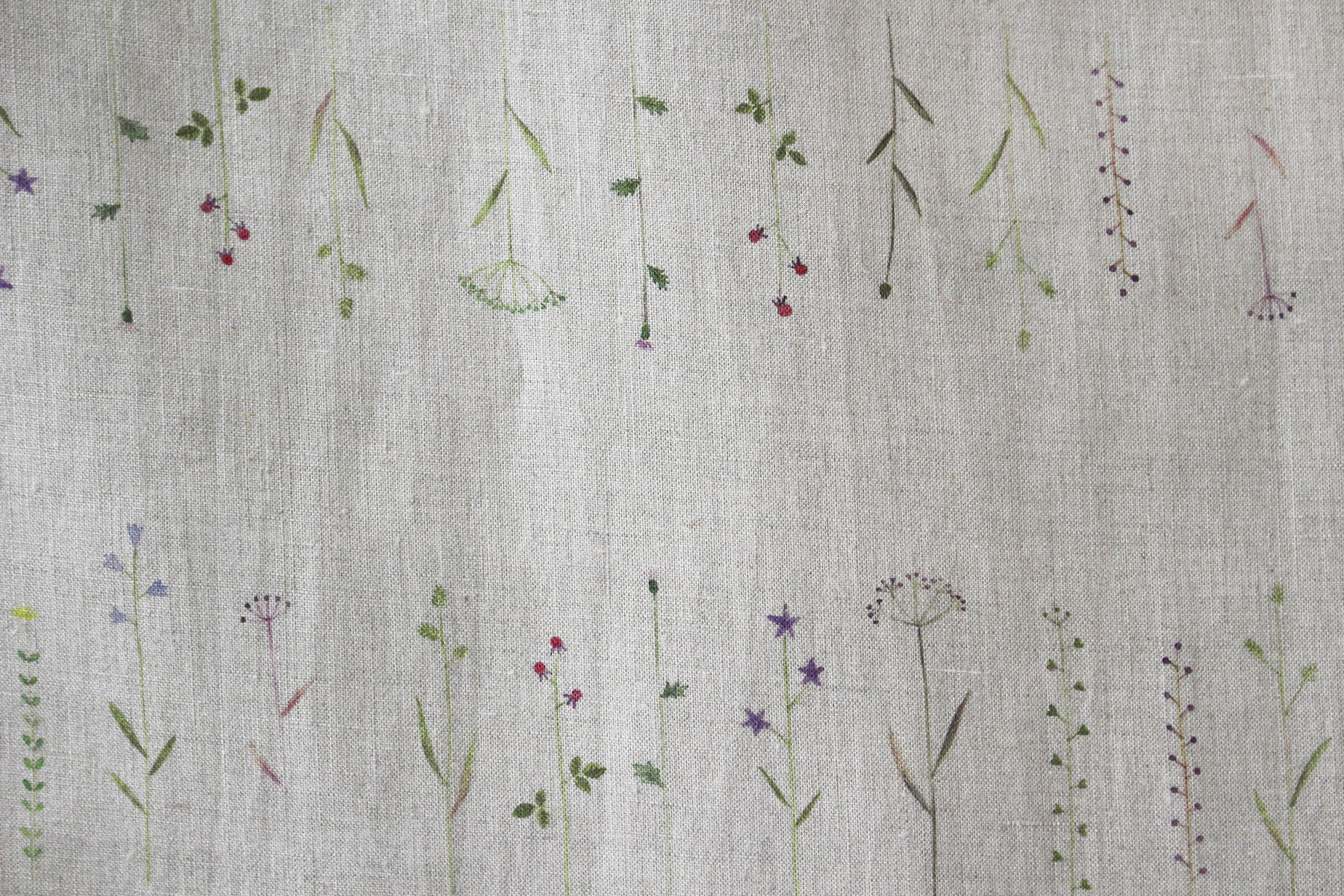 LINNET リネンプリント 花ボーダー1枚の葉は<br />flax