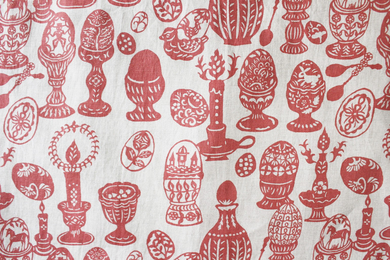 LINNET リネンプリント エッグスタンド<br />薔薇輝石