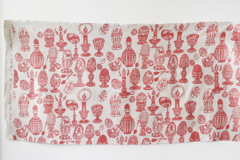 LINNET リネンプリント エッグスタンド<br />薔薇輝石