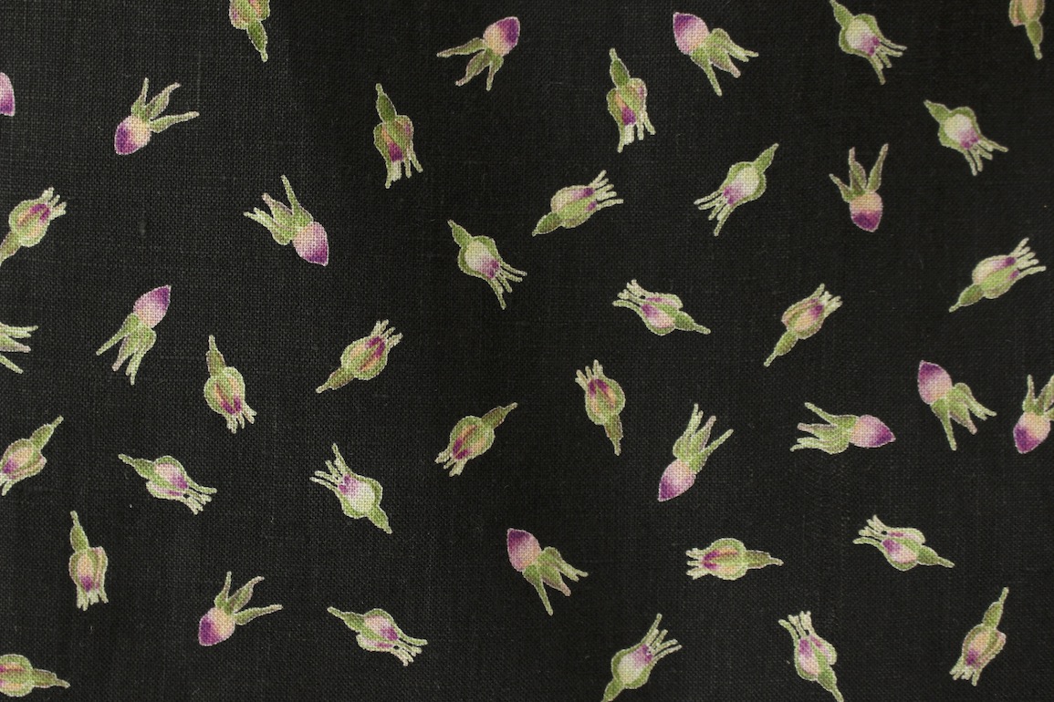 LINNET リネンプリント　薔薇つぼみ<br />ブラック