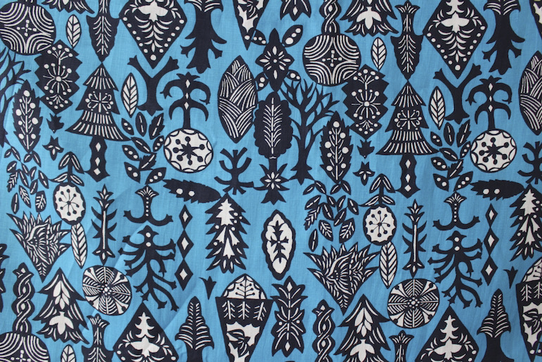 LINNET リネンプリント 森の光<br />青