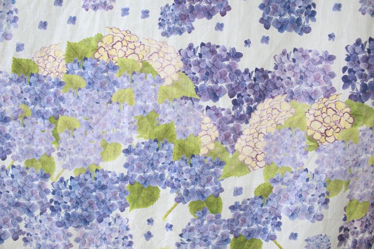 LINNET リネンプリント 紫陽花<br />セ-ジ