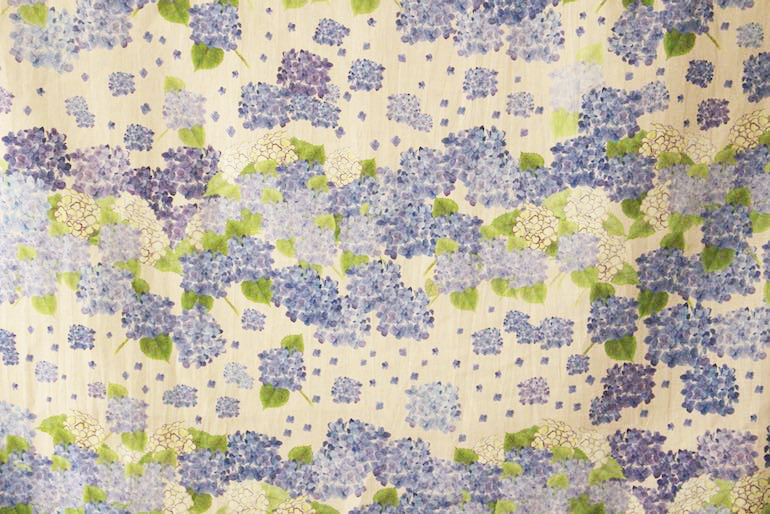 LINNET リネンプリント　紫陽花<br />ネロリ