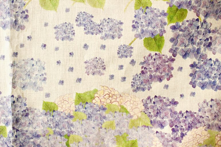 LINNET リネンプリント　紫陽花<br />セ-ジF