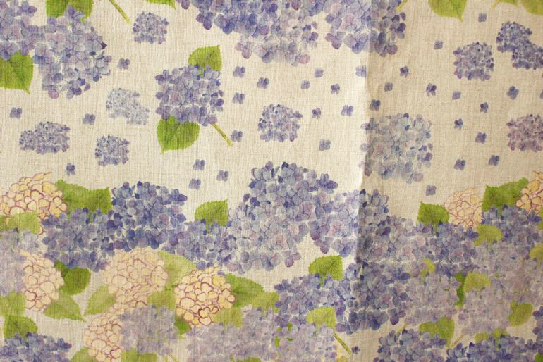 LINNET リネンプリント　紫陽花<br />セ-ジF