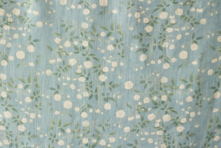 LINNET　リネンプリント　モッコウバラ<br />FLAX あお