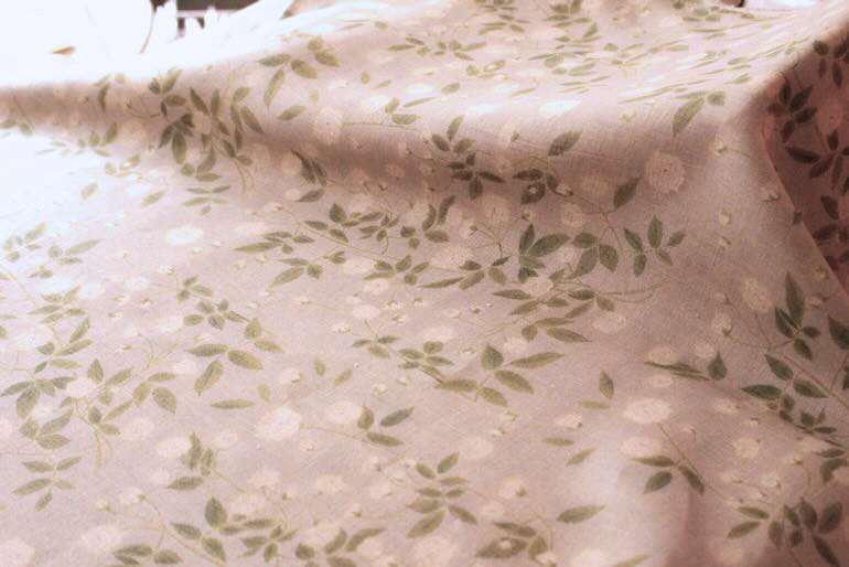 LINNET　リネンプリント　モッコウバラ<br />FLAXシルバ-グレ-