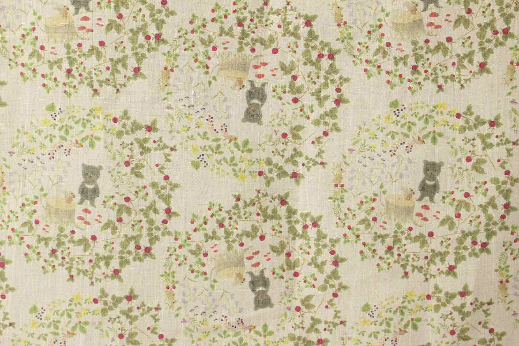 LINNET リネンプリント　くまのこポーロ森のボール<br />Flax