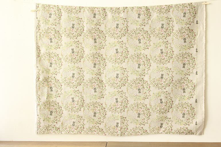 LINNET リネンプリント　くまのこポーロ森のボール<br />Flax