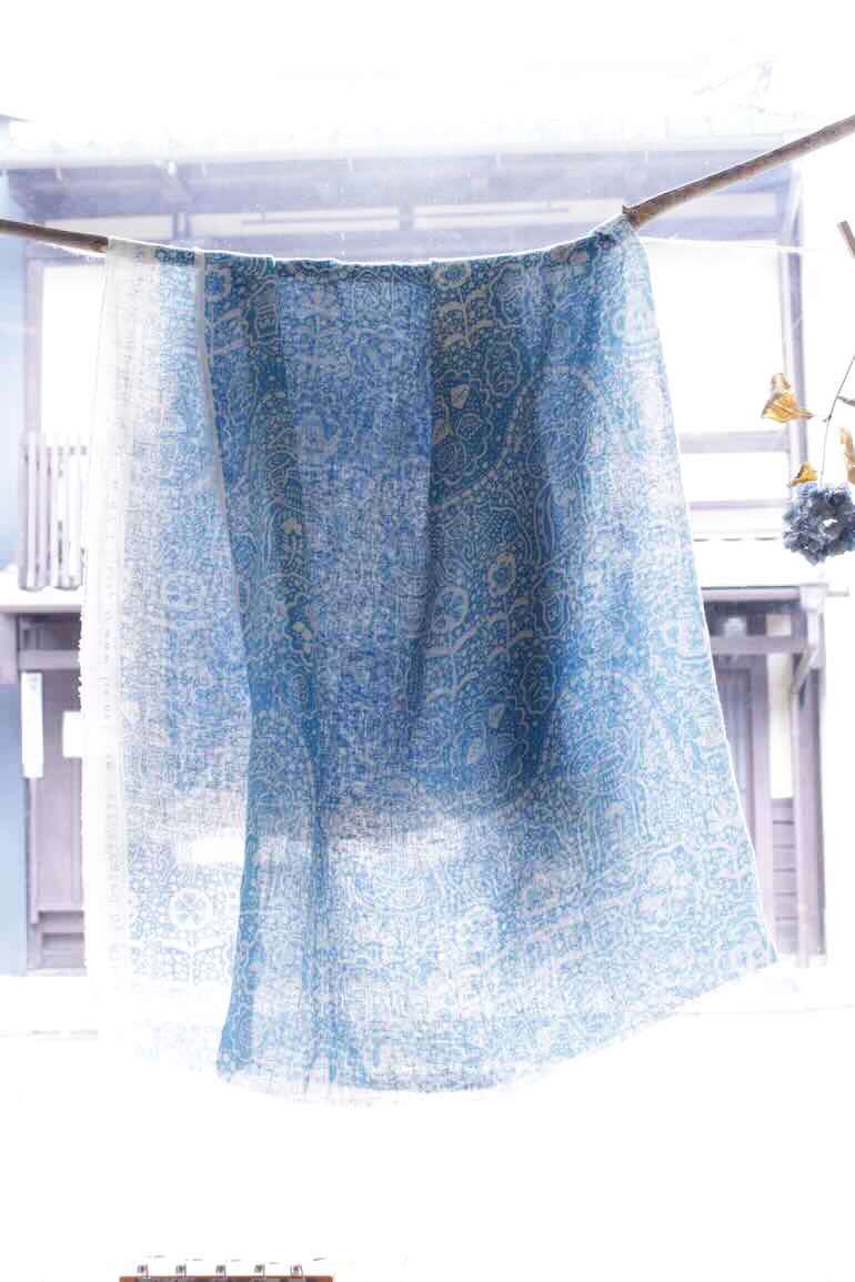 LINNET リネンガーゼプリント ハーブティー<br />FLAX-ブル-