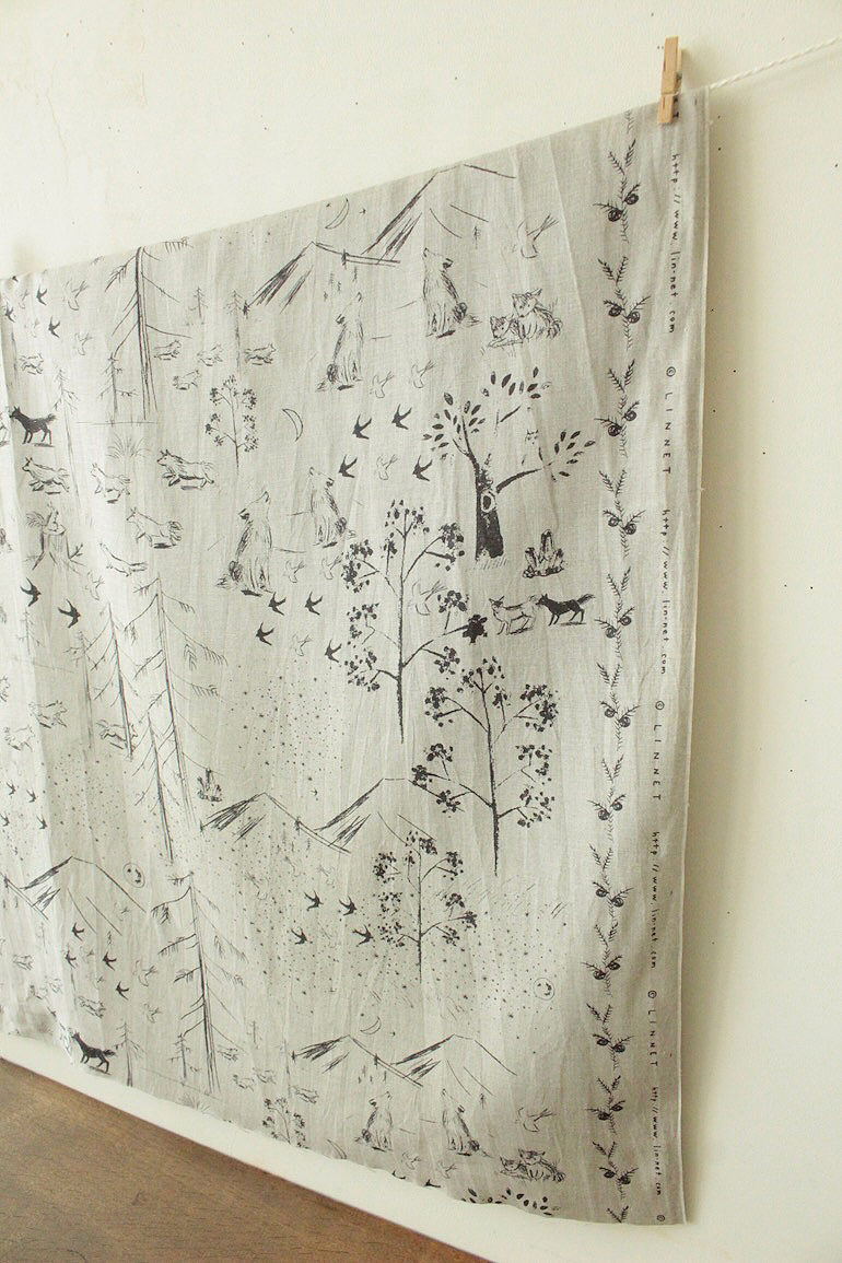 LINNET リネンプリント バンド オブ コヨーテ<br />Flax×焦茶