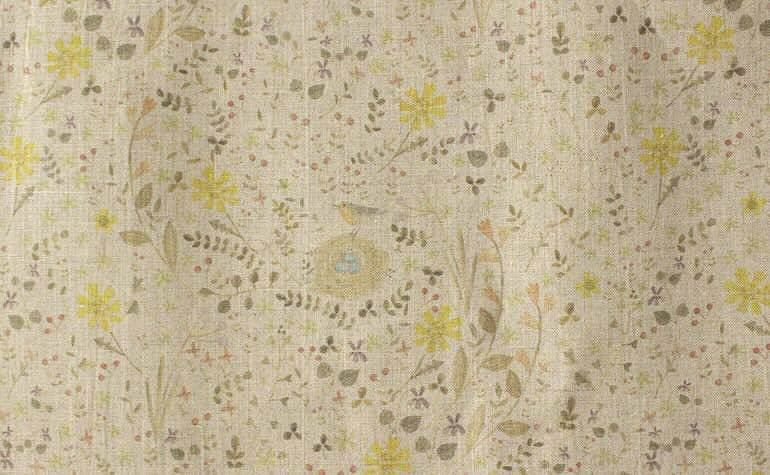 LINNET リネンプリント　コマドリ<br />Flax