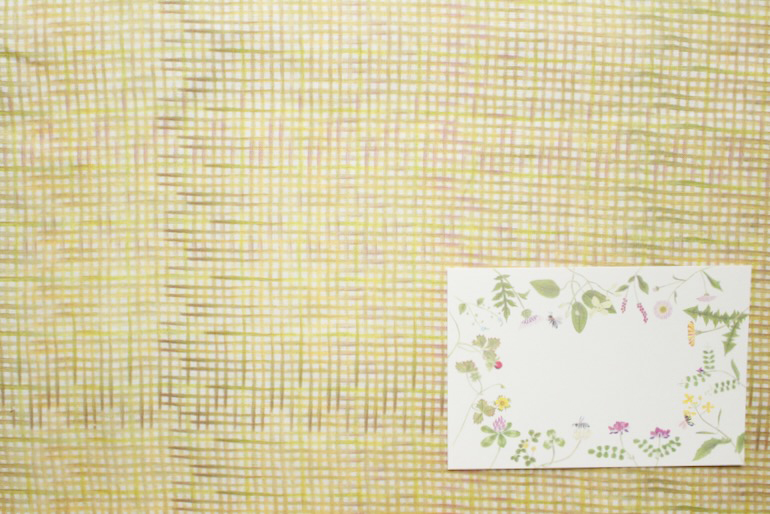 LINNET リネンプリント 水彩ギンガム<br />ジョ-ヌ ミモザ