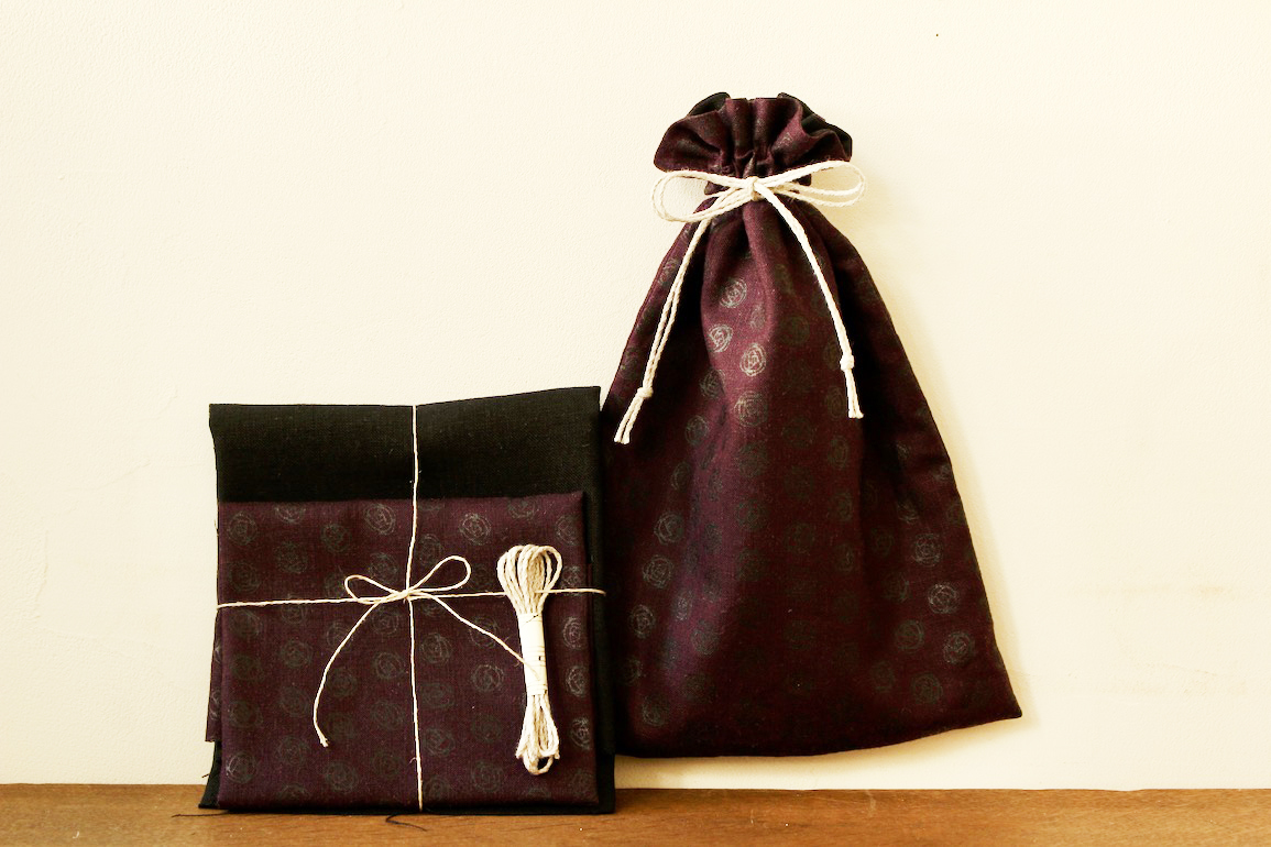 ローズドット巾着セット<br />　マルベリ-黒